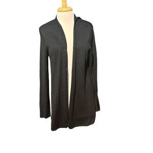 J Jill Black Cardigan Wool Blend Long Line Open Womens M NWT